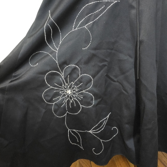 Windsor Satin Halter Maxi Dress Floral Beaded Lace Up Back Size 11 Y2K - Picture 6 of 12